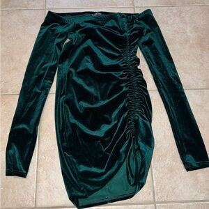 Elegant Green Velvet Dress